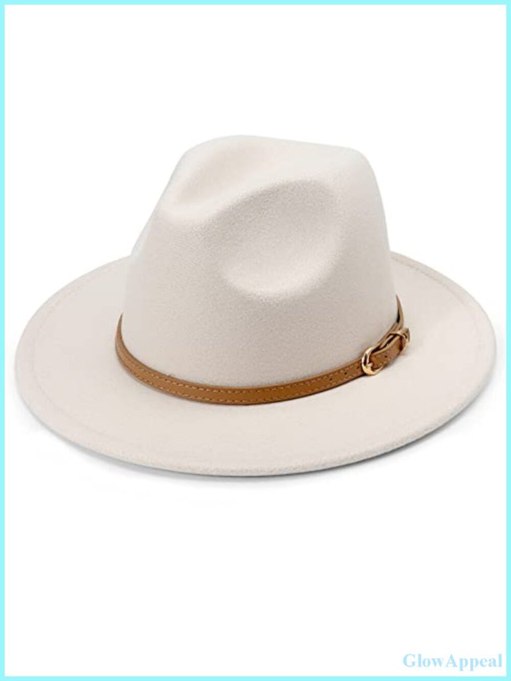 Women Classic Felt Fedora Wide Brim Floppy with Belt Buckle Panama Hat